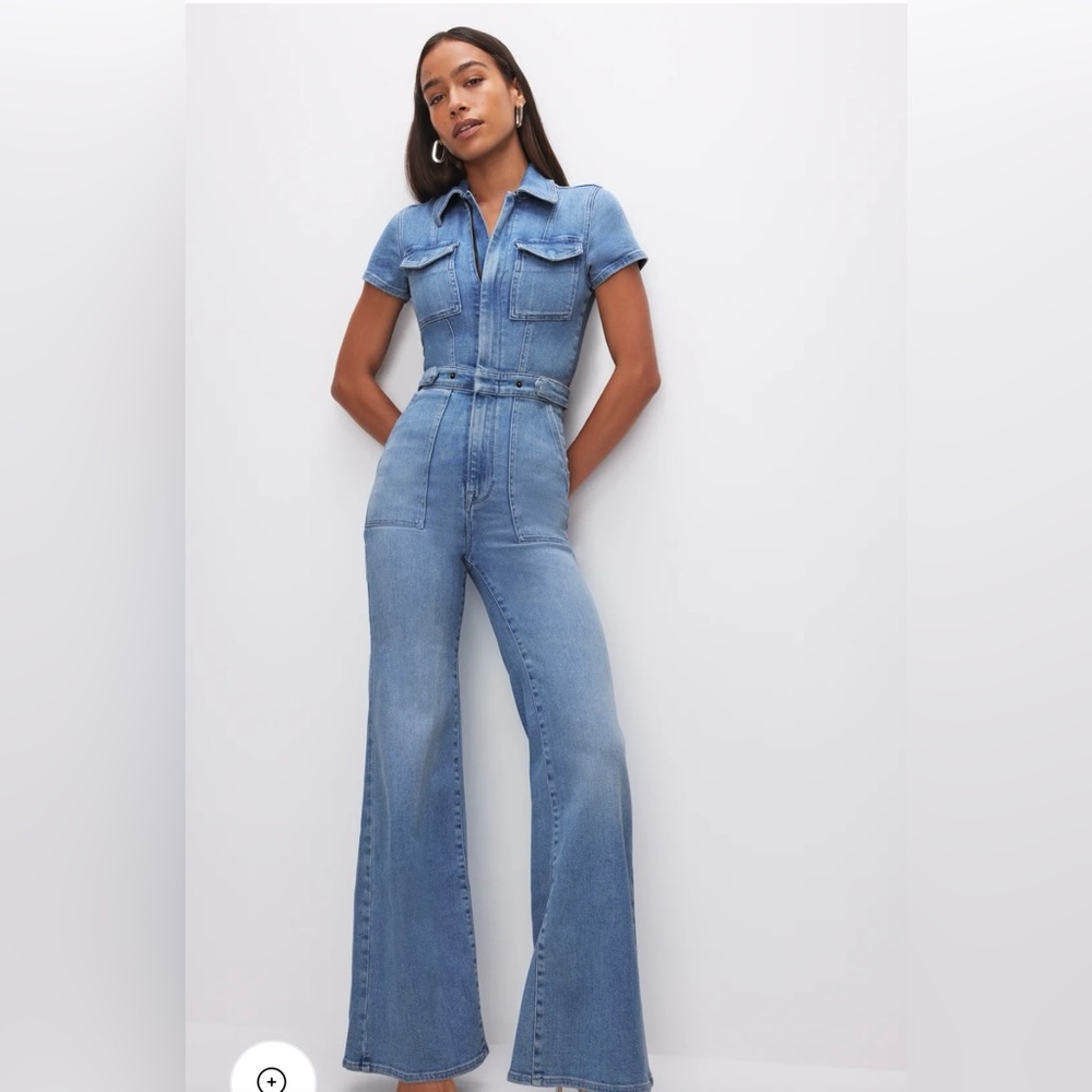 Good American Petite Large- Blue Denim Jumpsuit Full-Length